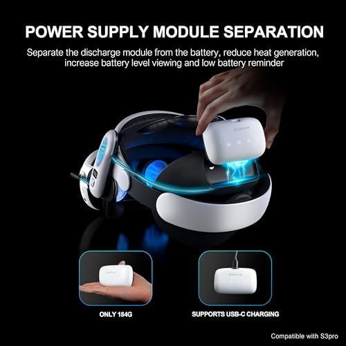 BOBOVR B100 Battery Pack for S3 Pro Replacement 10000mAh Hot-Swap Battery Accessories, Magnetic Connectors