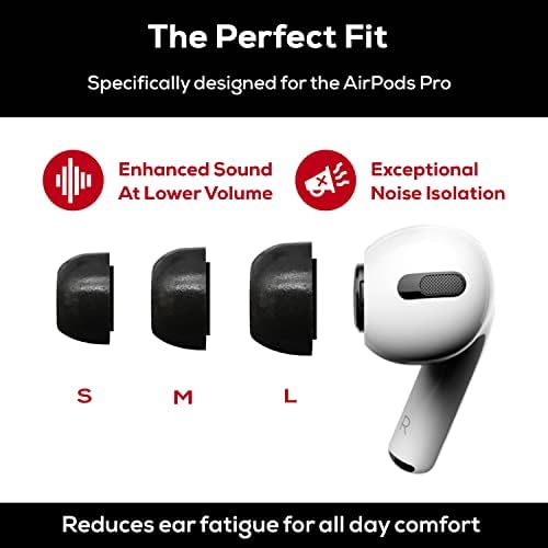 Memory Foam Earbud Tips - Premium Noise Isolation, Replacement Foam Ear Tips, 10 Pack for Airpods Pro (SFAIR Medium, Black)