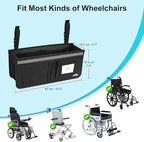 supregear Wheelchair Basket for Back, Large Capacity Wheelchair Backpack Organizer Bag with Multiple Pockets and Cup Holder Wheelchair Accessories Waterproof Storage Bag for Seniors, Black