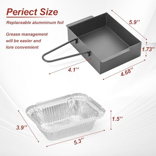 Grill Drip Pan for Nexgrill Replacement 720-0888N, Grease Pan/Box for Nexgrill 4 Burner 720-0830H Gas Grill,Grease Catcher for Cuisinart CGG-8500 with5pack Aluminum Foil Liner
