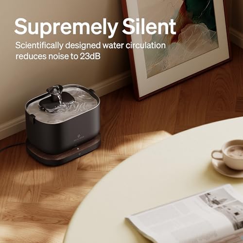 Bundle of PETLIBRO App Monitoring Cat Water Fountain with Wireless Pump, 2.5L/84oz Dockstream Pet Water Fountain for Cats Inside + 4 Packs Replacement Filters