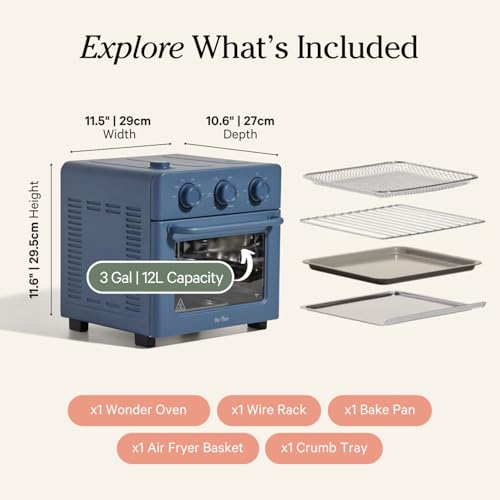 Our Place Wonder Oven | 6-in-1 Air Fryer & Toaster Oven with Steam Infusion | Compact, Countertop Friendly, Fast Preheat, Multifunctional | Air Fry, Toast, Roast, Bake, Reheat & Broil | Blue Salt