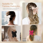 6Pcs Hair Bows for Women, Bow Hair Clips, Silky Satin Hair Bows for Girls, Pink Hair Ribbon, Cute Bow Clips for Women, Hair Accessories Valentine's Day Gifts