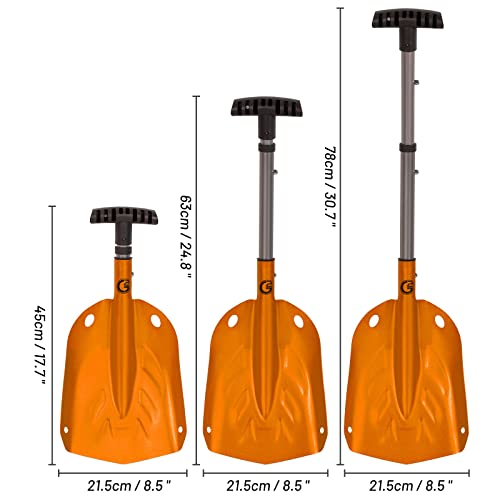G2 Avalance Kit: Lightweight Aluminum Alloy Snow Shovel with Snow Probe and Storage Bag, Folding Design, Easy to Storage and Carry (Orange)