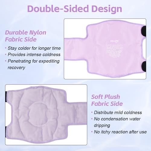 NEWGO Ice Pack for Knee Replacement Surgery, Reusable Gel Cold Pack Knee Ice Pack Wrap Around Entire Knee for Knee Injuries, Knee Ice Wrap for Pain Relief, Swelling, Bruises - Purple