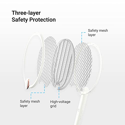 Aspectek Upgraded 3000V Electric Fly Swatter for Indoor and Outdoor, Portable, Foldable, Rechargeable with Improved Battery Life, USB Charging Cable(2 Pack)