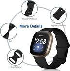 Dirrelo Bands Compatible for Fitbit Versa 3 & Sense, (4-Pack) Replacement TPU Sport Wristbands Accessories Strap for Versa 3 Sense Band Women Men, Large (Black Dark Blue Indigo Gray)