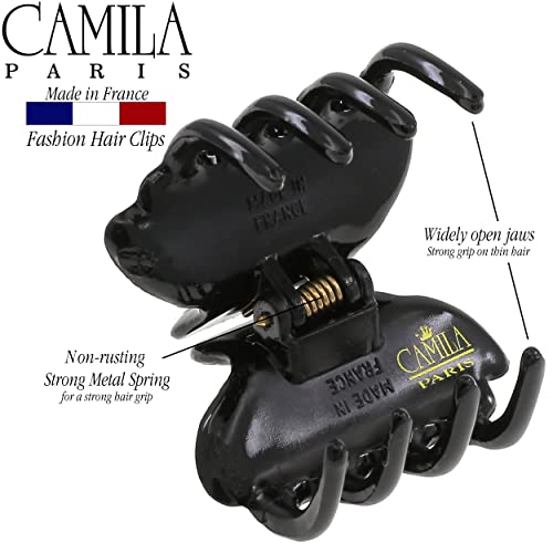 Camila Paris CP3554 French Hair Clip for Women, Small, Black 1.5 Inch Girls Hair Claw Clips Jaw Fashion Durable Styling Hair Accessories for Women, Strong Hold No Slip Grip, Made in France
