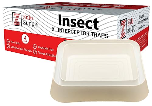 Zulu Supply Bed Bug Interceptors, Traps, Bedbug Monitor, Insect Detector for Bed Legs or Furniture (White XL 4-Pack)