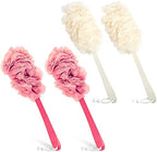 4Pack Back Scrubber for Shower, Evmliy Loofah Sponge Brush Exfoliating Body, Long Handle Scrub Brush for Shower with Loofah on a Stick for Back Use, Bathing Accessories Body Brushes (4Pack)
