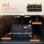 HOTOR Foldable Trunk Organizer - SUV, Sedan & Van Compatible, Sturdy Base Panel for Car Accessories, Black, 2 Compartments, 21.3"12.6"10.6"