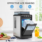 COWSAR Ice Maker Countertop, Portable Ice Machine with External Water Tank, 8 Cubes in 6 Mins, 26 lbs/24Hrs, Self-Cleaning Quiet Compact Commercial Ice Makers for Home, RV, Camping, Black