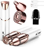 Womens Eyebrow Facial Trimmer, 2 in1 Facial Hair Removal and Eyebrow Shaver - Face Lips Chin Painless Facial Razor with Replacement Heads