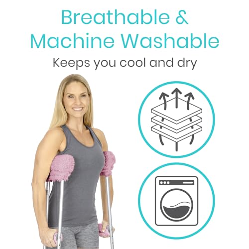 Vive Sheepskin Crutch Pads & Hand Grips for Adults, Kids, Crutches, Armpits - Accessories Knee Scooter Foot Injuries Pillow for 5ft Medical 6 feet Youth Padding Arm Underarm Folding Walking Crutches