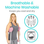 Vive Sheepskin Crutch Pads & Hand Grips for Adults, Kids, Crutches, Armpits - Accessories Knee Scooter Foot Injuries Pillow for 5ft Medical 6 feet Youth Padding Arm Underarm Folding Walking Crutches