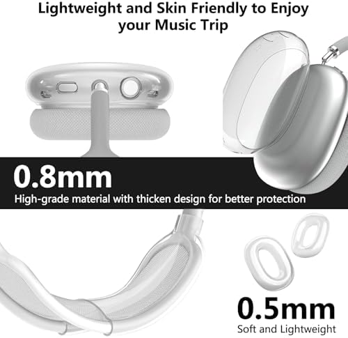 for AirPods Max Case Clear,3 in 1 Clear Soft TPU Ear Cups Case Cover/Ear Pad Case Cover/Headband Cover for Airpods Max Case Cover,Case for AirPod Max Headphone Accessories-Crystal