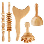 YMM 5-in-1 Wood Therapy Massage Tools for Body Shaping, Professional Lymphatic Drainage Massager, Maderoterapia Kit, Anti Cellulite Massage Roller Body Sculpting Tools Set (Deluxe)