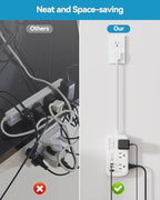 Short Extension Cord 3ft - Small Power Strip Flat Plug Surge Protetor with 6 Outlets 3 USB (3.4A/17W) Charging Ports, Multi Plug Wall Outlet Splitter for Home Bedroom Hotel Office Desktop Accessories