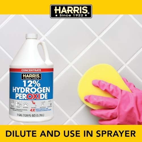 HARRIS 12% Concentrated Food Grade Hydrogen Peroxide, 128oz, for Kitchen, Bath, Laundry, Home and Garden with Easy Fill Funnel