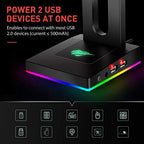 havit RGB Headphones Stand with 3.5mm AUX and 2 USB Ports, Headphone Holder for Gamers Gaming PC Accessories