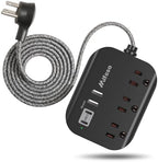 10FT Power Strip with USB Ports - Extension Cord with 3 Outlets and 3 USB Charging Ports, Flat Plug, Wall Mount, No Surge Protection for Cruise Ship Travel, Desk Accessories for Dorm Room Essentials