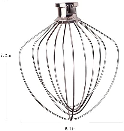 KN256WW 6 QT Wire Whip Stainless Steel for KitchenAid Stand Mixer Accessory Replacement, Egg Cream Stirrer, Cakes Mayonnaise Whisk