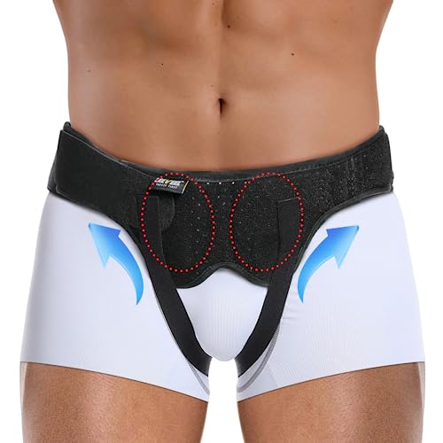 Hernia Belts for Men,Medical Hernia Guard Inguinal Truss for Single/Double,Sports Hernia Adjustable Waist Strap with 2 Removable Compression Pads (Medium)