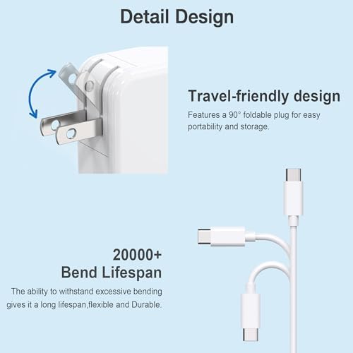 96W USB C Laptop Charger Power Adapter Replacement for Mac Book Pro 16, 15, 14, 13 inch 2023, 2022, 2021, 2020, 2019, 2018,mac Book air,IPad Pro, Fast Charging Type C Power Cord Supply