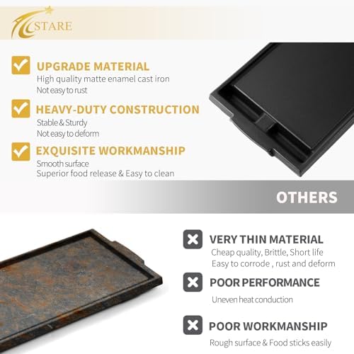 W10432544 Griddle Replacement Parts for Whirlpool Stove Parts Top Cast Iron Griddle Plate, W10432539 Kenmore Maytag Jenn Air Kitchenaid Range Parts Griddle Pan Flat Top Pan 1 Pack