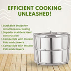 Stackable Stainless Steel Insert Pans - Inserts for Instant Pot - Pan for Instapot - Accessories for Instant Pot- FITS 6 QT and Above - Single Size - Pressure Cooker Steamer Pan Accessories