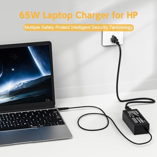 65W Laptop Charger for HP 2000 2000-2B19WM, 2000-2D19WM, 2000-2C29WM, 2000-2D49WM; Power Adapter Replacement for HP Pavilion DV7 DV6 G6 G7 DV5 DV4 DM4 G62 G72 Power Supply Cord (18.5V, 3.5A)