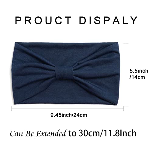 Boho Headbands For Women Fashion Stretch Wide Hair Bands Knoted Turban Head Bands Yoga Running Sweatband Elastic Headband Stylish Wrap Headbands Hair Accessories for Teen Girls 4 Pack
