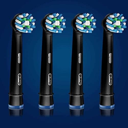 Crossaction Electric Toothbrush Replacement Brush Head Refills, Black , 4 Count (Pack of 1)