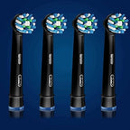 Crossaction Electric Toothbrush Replacement Brush Head Refills, Black , 4 Count (Pack of 1)