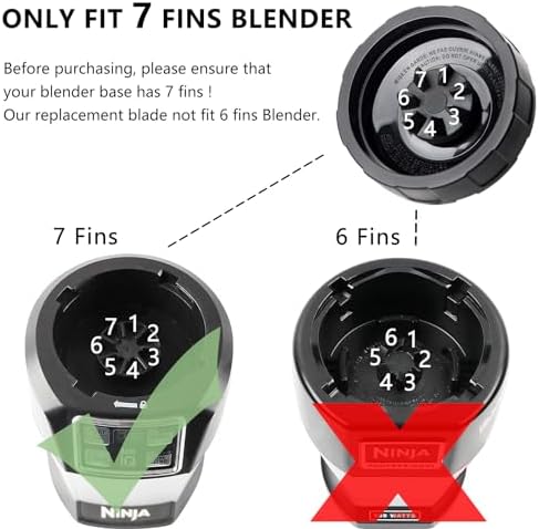7 Fins Blender Replacement Parts Compatible for Ninja Blender, Blender Blade Fits Ninja BL450_30 BL480_30 BL490_30 BL640 BN400 BN750 BN800 CL405CO CT680 NN100A NN101 NN102 BL2012