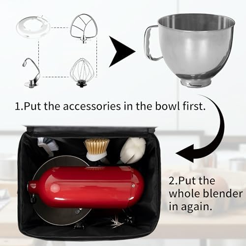 TORIBIO Kitchen Mixer Storage Bag Compatible with KitchenAid and Extra Accessories, Mixer Portable Carrying Bag/Case fit for 4.5-Quart and 5-Quart Mixers, 14" x 8.9" x 14.9"
