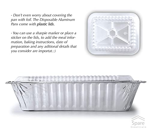 Aluminum Containers with Lids - 55 count - 2.25LB (8.5"x6") - Disposable Foil Containers for Takeout, Baking, Freezing, Food Storage - Aluminum Pans with Lids, To Go Containers With Lids