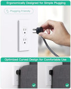 10FT Power Strip with USB Ports - Extension Cord with 3 Outlets and 3 USB Charging Ports, Flat Plug, Wall Mount, No Surge Protection for Cruise Ship Travel, Desk Accessories for Dorm Room Essentials