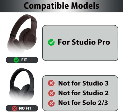 Adhiper Sweat Ear Covers for Beats Studio Pro Headphones, Silicone Headphone Case Covers for Beats Studio Pro Accessories, Washable & Sweat Proof Ear Pads Cover - Brown