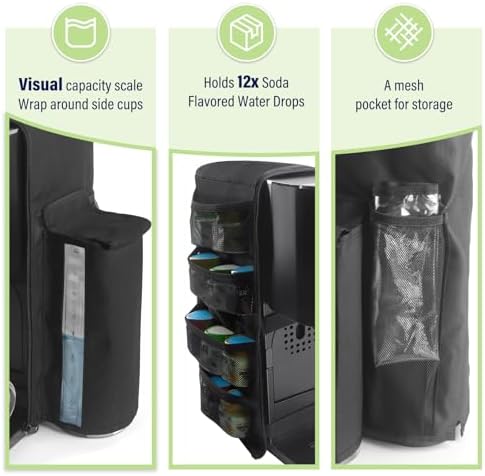 Soda Maker Dust Cover Fits for Ninja Thirsti WC1001, Soda Machine Cover Accessories for Ninja Thirsty Drink System, Extra Pockets Holds 12 Flavor Pods (Cover Only)
