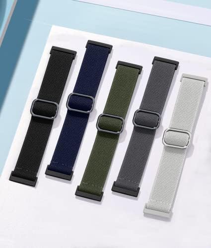Adorve Compatible with Fitbit Versa 3 Bands/Fitbit Versa 4 Band/Fitbit Sense Bands for Men Women, Adjustable Stretchy Solo Loop Elastic Nylon Sport Strap for Smart Watch Replacement