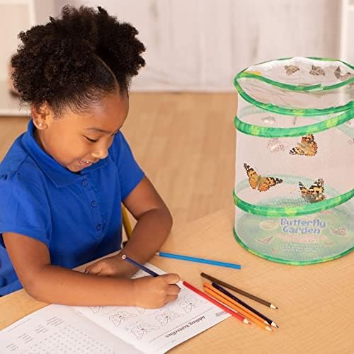 Insect Lore Butterfly Garden | As Seen On TV | 10 Live Baby Caterpillars, Habitat, Journal, Life Cycle Figurines, Seeds, Stickers, Feeder, Chrys-A-Lid Logs | Raise and Release Painted Lady Butterflies