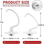 K5ADH Dough Hook for KitchenAid 6 Quart Bowl-Lift Stand Mixer, Dough Hook Replacement for KitchenAid Professional 600 Series Mixers, White