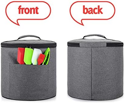 Luxja Dust Cover Compatible with 6 Quart Instant Pot (Enclosed on the Bottom), Zipper Closure Cover Compatible with 6 Quart Instant Pot (with Accessories Pockets, Patent Design), Gray (Medium)