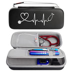 Stethoscope Carrying Case, Hard Stethoscope Case Compatible for 3M Littmann Classic III, Cardiology IV Diagnostic, MDF Acoustica Stethoscopes and Other Nurse Accessories (Pu Black)