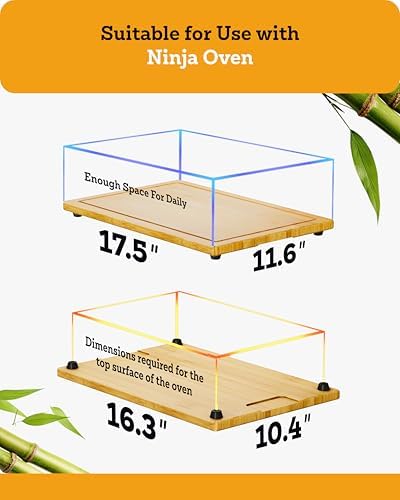 Wood Cutting Board Compatible with Ninja Foodi SP101 SP201 SP301 Air Fryer Oven, Accessories for Convection Oven with 4 Silicone Feet 16.3" × 10.4",Add Storage Space,Protects Cabinet
