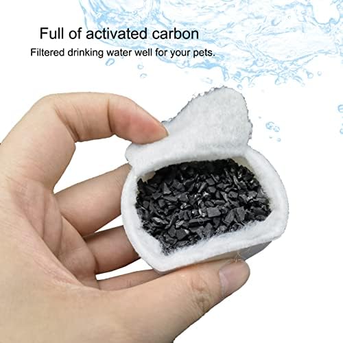8 Pack Pet Fountain Filter Replacement,4 Carbon Filters and 4 Foam Pre-Filter Replacement Compatible with Multiple Pet Water Dispensers Water Bowl