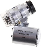 Microscope Accessories Kit 60x Handheld Mini Pocket Microscope Loupe LED Light Microscope Slides
