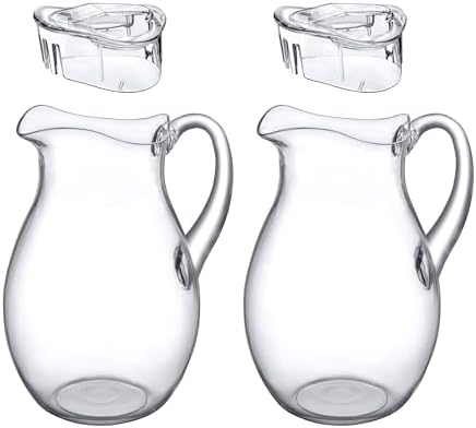 Amazing Abby - Bubbly - 2-Pack Acrylic Pitcher (72 oz), Clear Plastic Water Pitcher with Lid, Fridge Jug, BPA-Free, Shatter-Proof, Great for Iced Tea, Sangria, Lemonade, Juice, Milk, and More