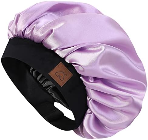 HAT HUT Satin Bonnet Silk Bonnet Sleep Cap for Women Hair Bonnet for Curly Hair Sleeping Adjustable Wide Band Double Layer